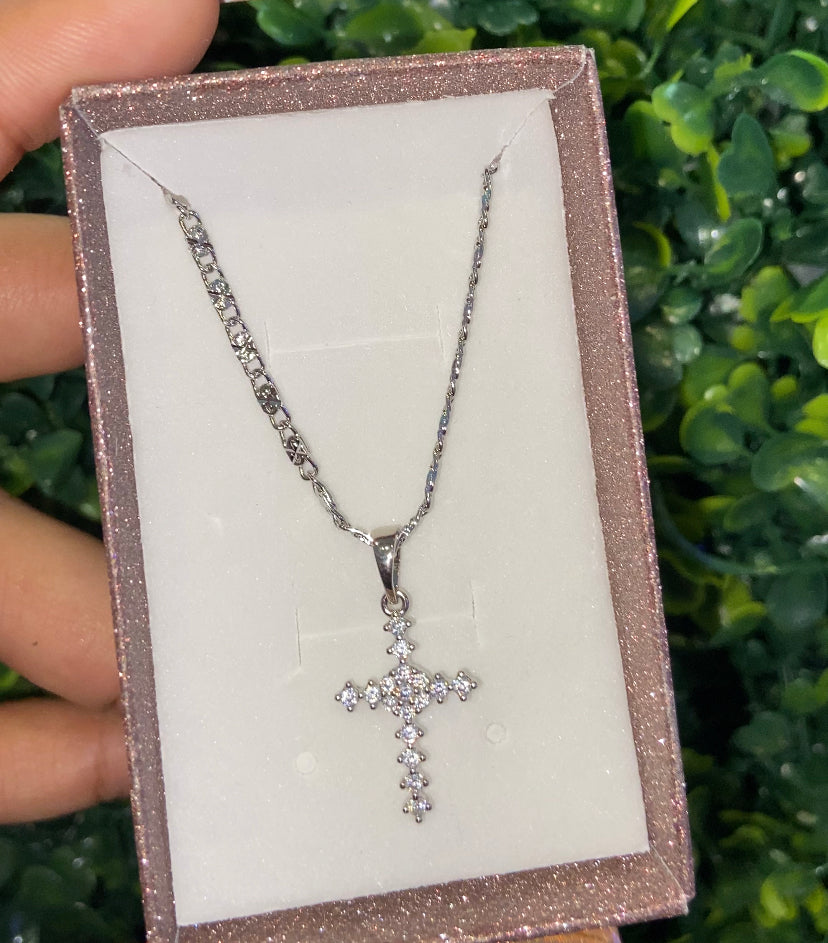 Silver plated cross necklace