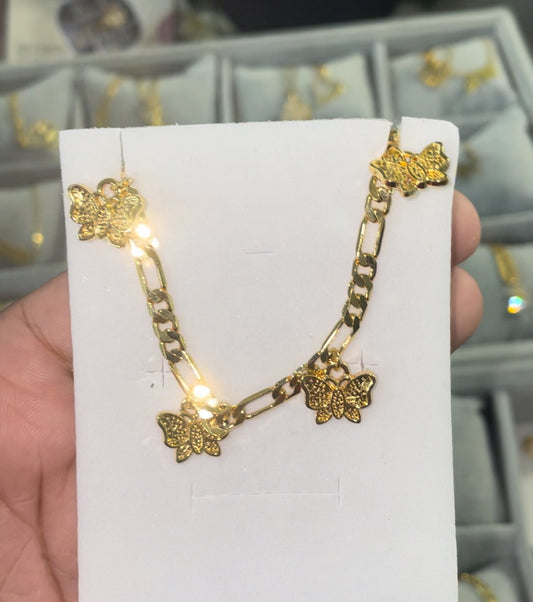 Butterfly anklet gold plated