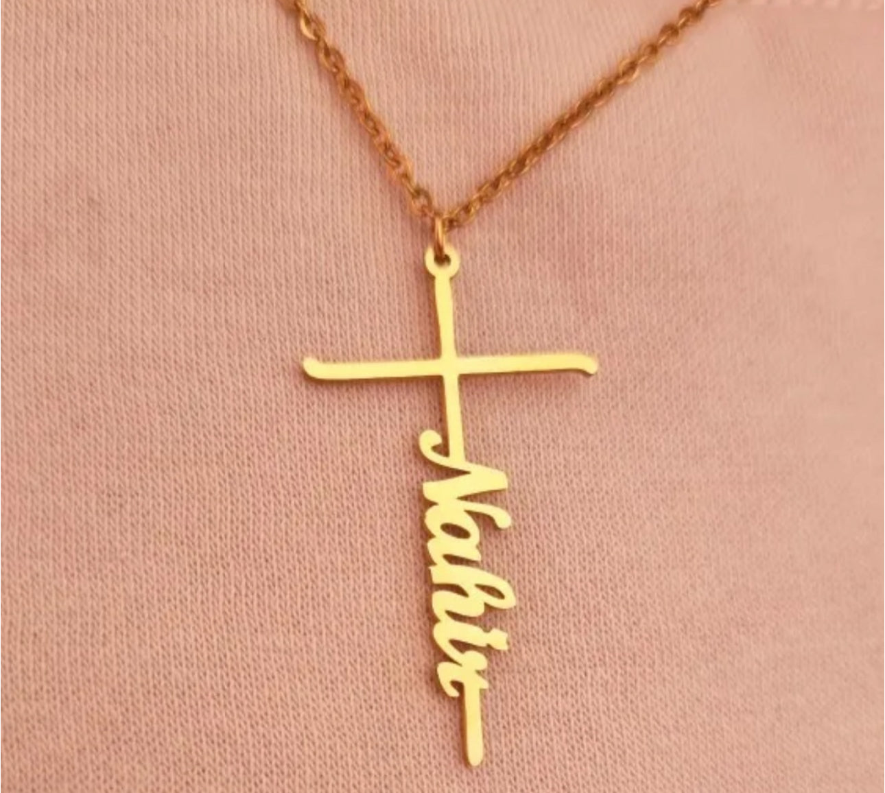 Personalized stainless steel cross name necklace