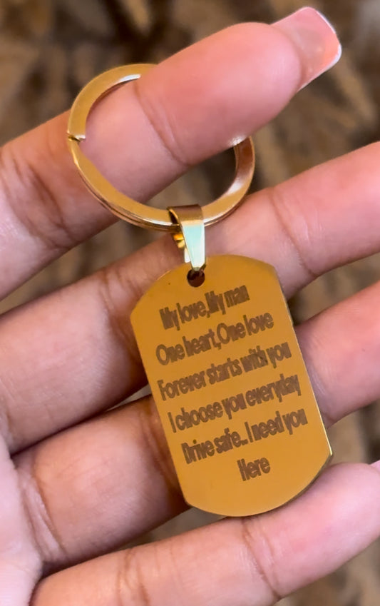 Custom engrave stainless steel keychain