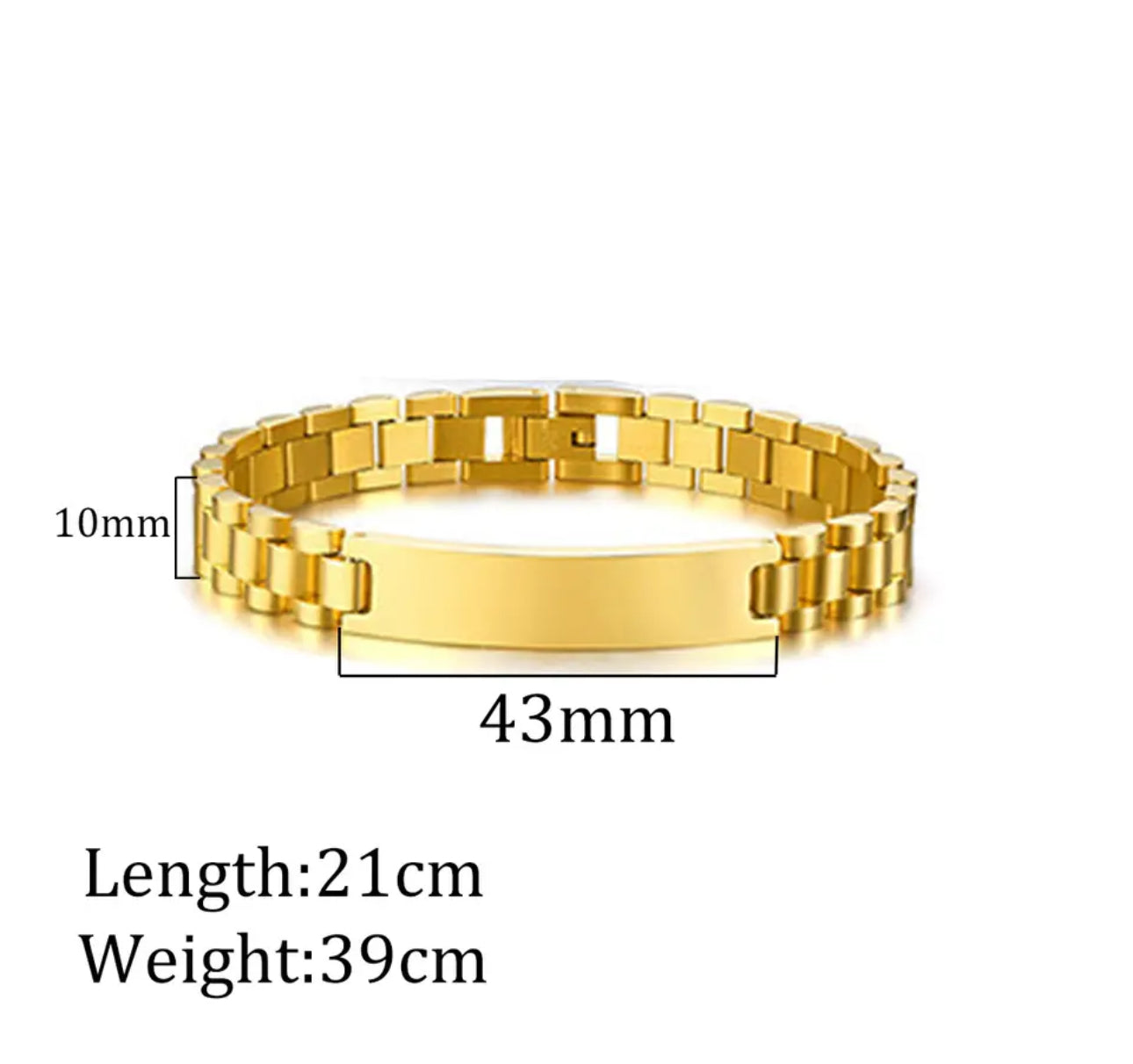 Gold plated Chunky personalized watch bracelet stainless steel