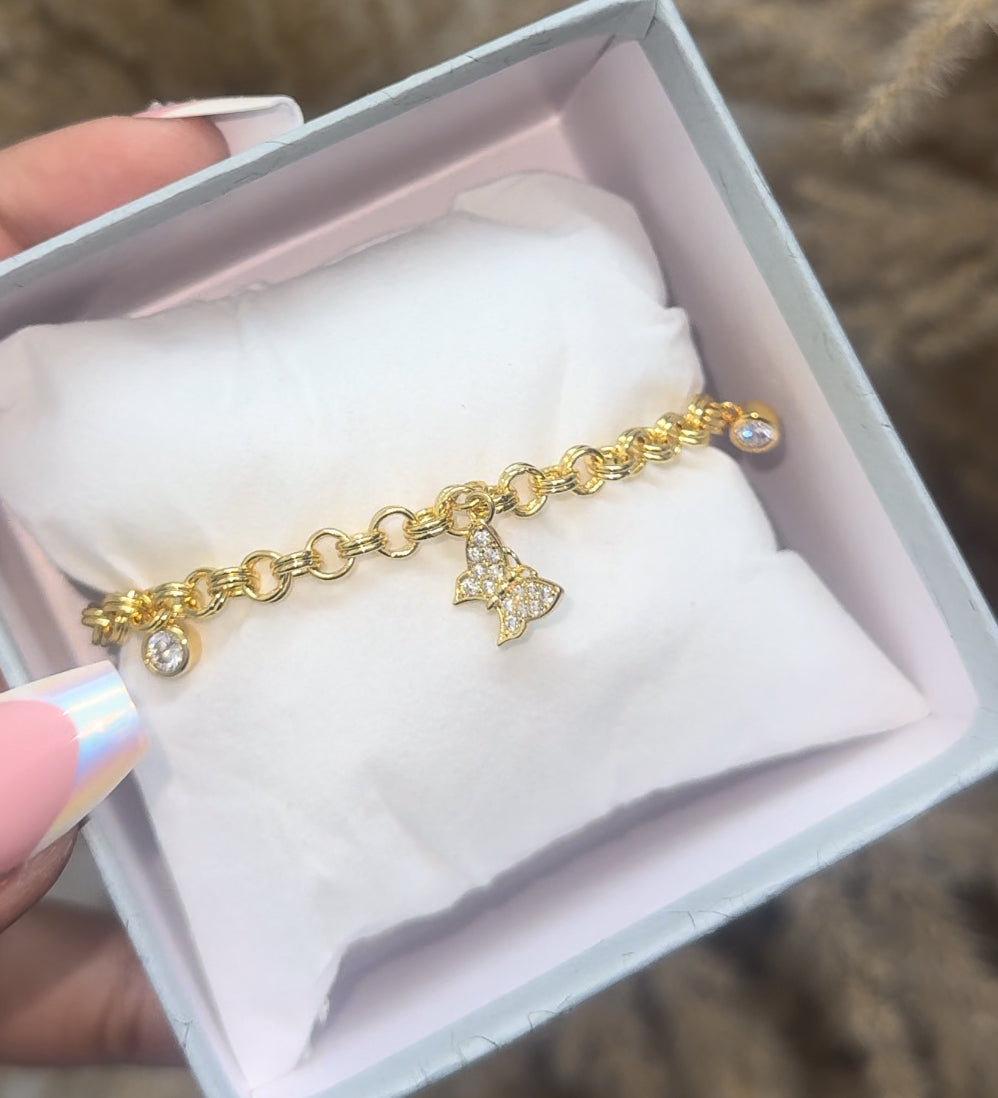 Gold plated starlit butterfly bracelet