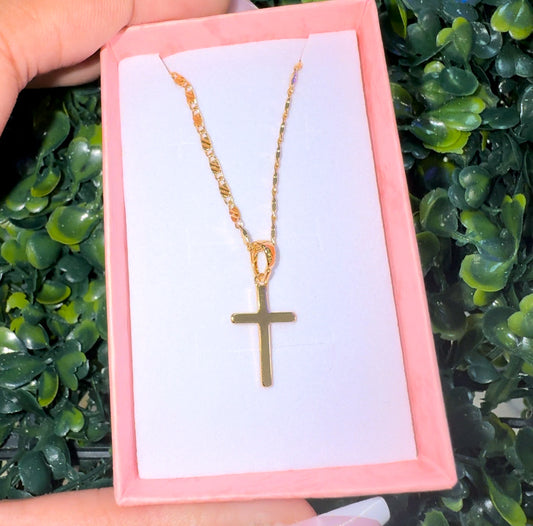 Gold plated plain everyday cross necklace