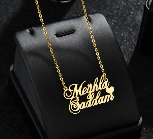 Double stainless steel  name necklace