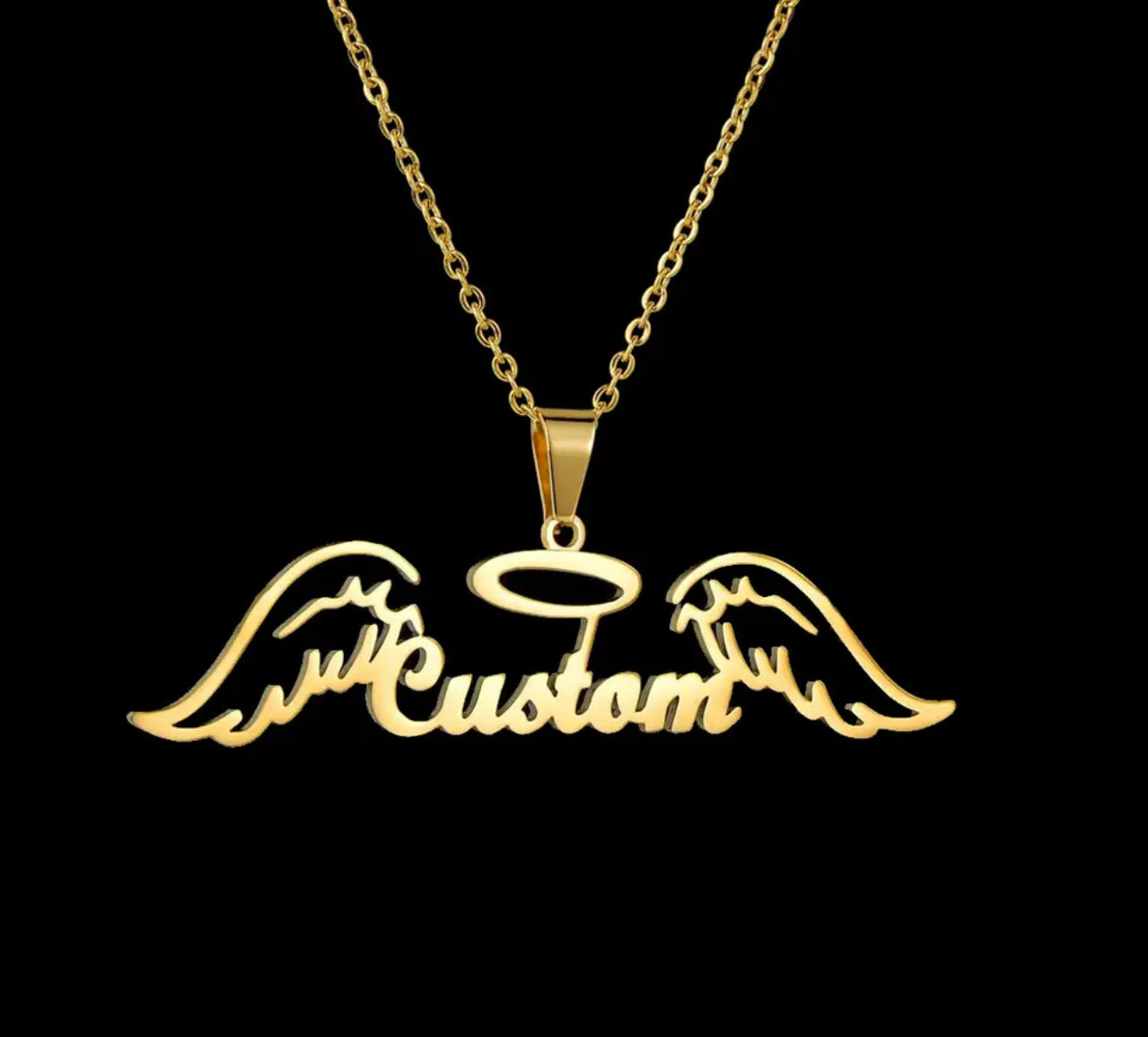 Custom angel stainless steel necklace