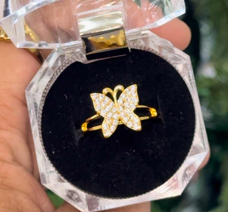 Gold plated butterfly ring