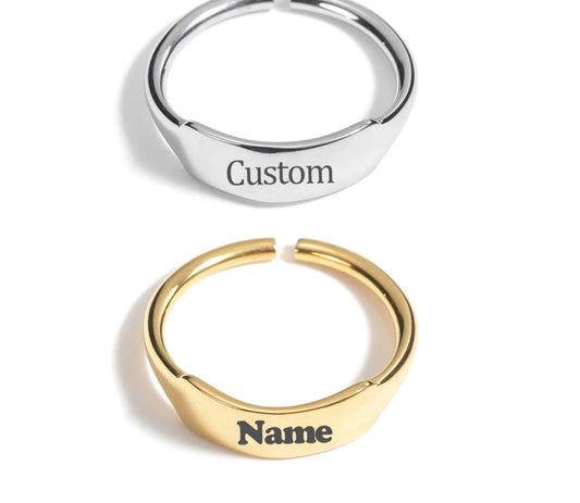 Personalized adjustable stainless name adjustable ring