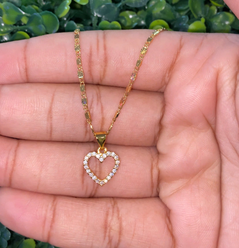 Gold plated cz heart necklace