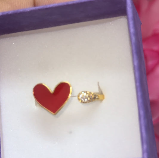 gold plated amor heart adjustable ring