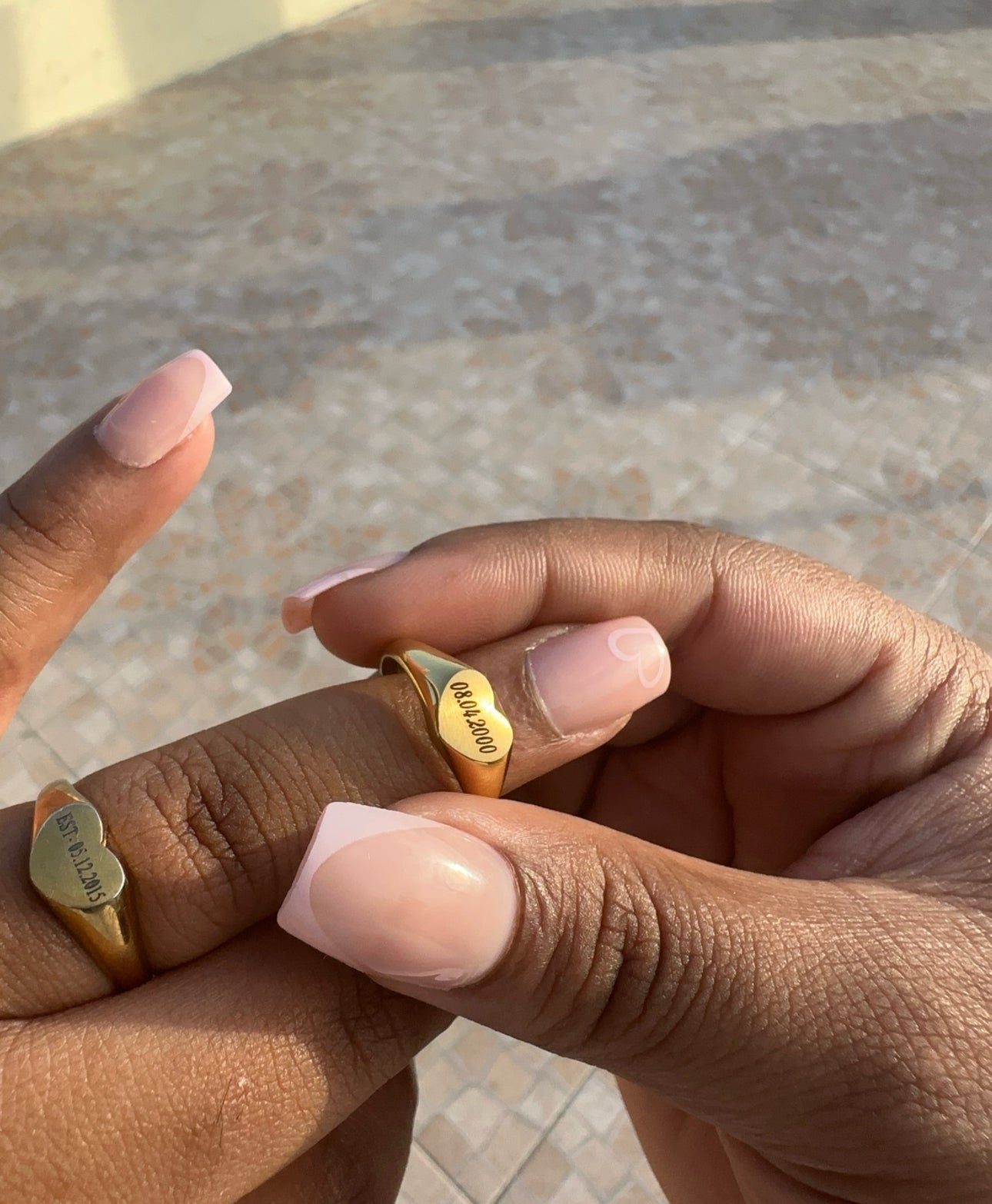 engravable stainless steel gold heart ring