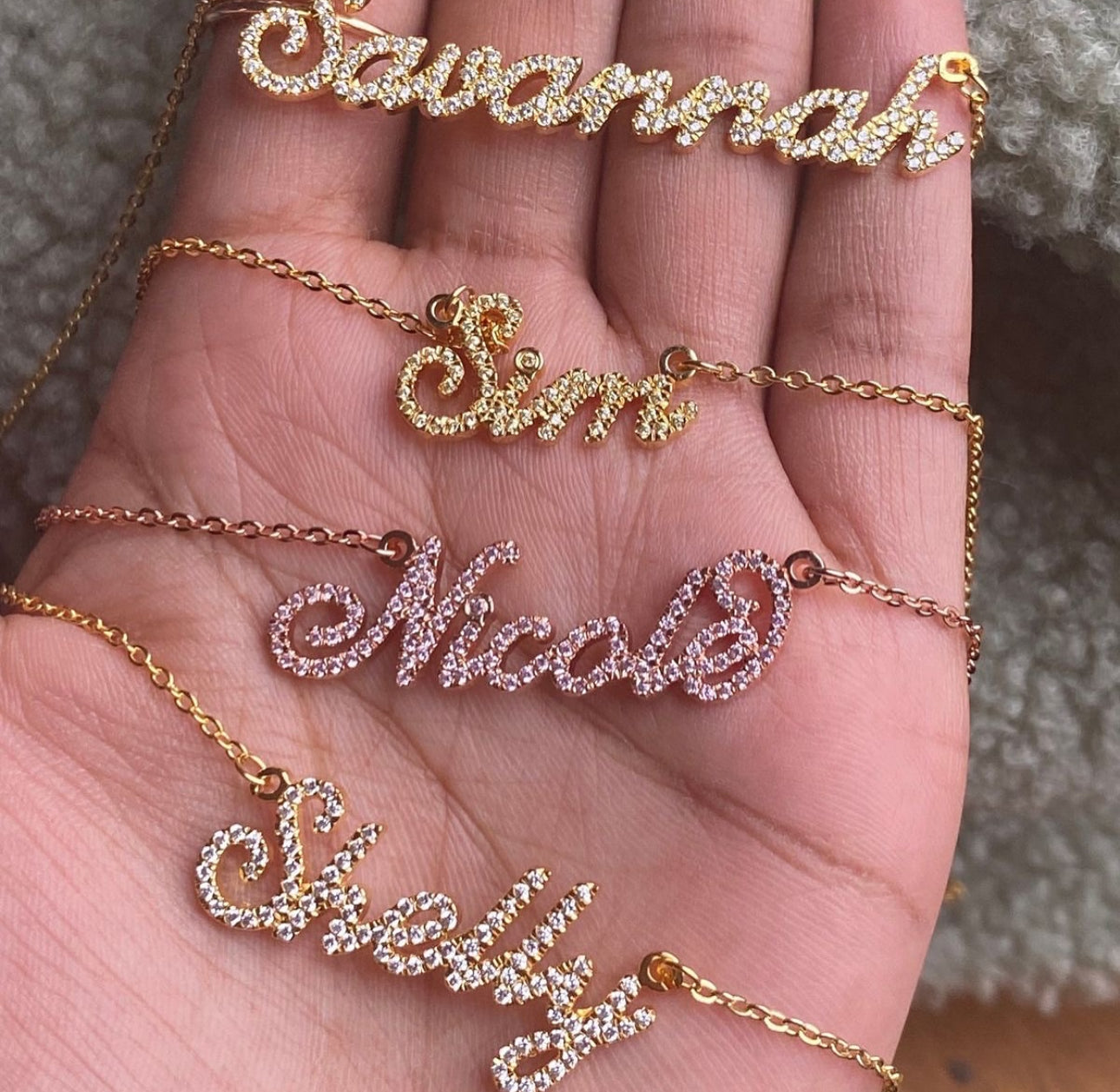 Personalized stainless steel icy name necklace