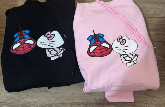 Hello kitty and spider man matching couple hoodie set
