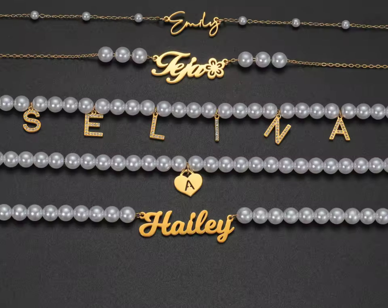 Custom pearl name necklace