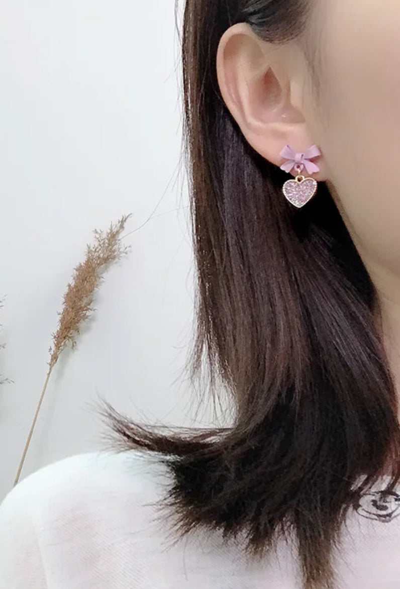 Fashion statement purple bow earring