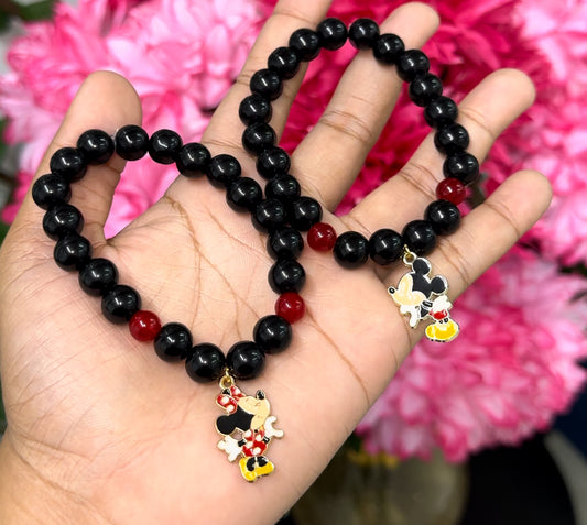 Mickey and Minnie charm bead bracelet