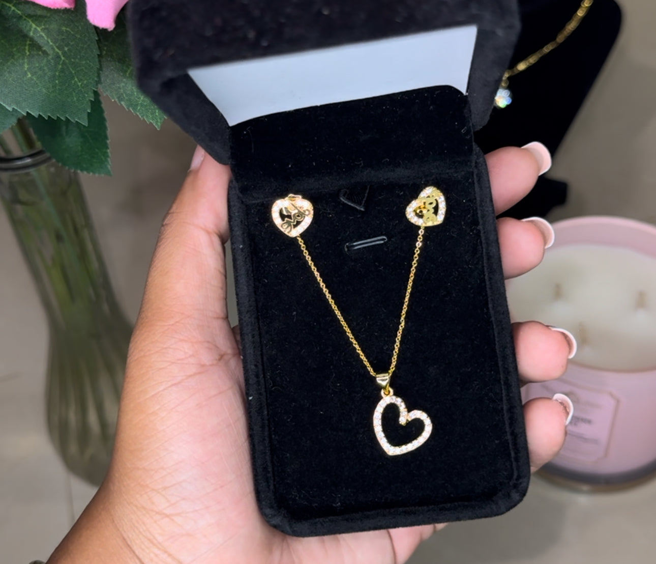 Gold plated Cz love set