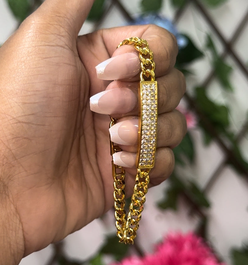 Gold plated cuban cz  bracelet