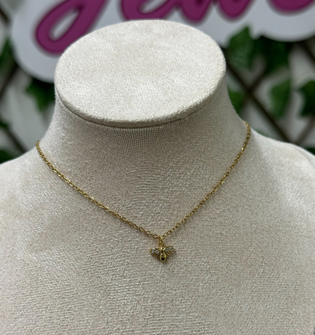 Golden stainless bee necklace