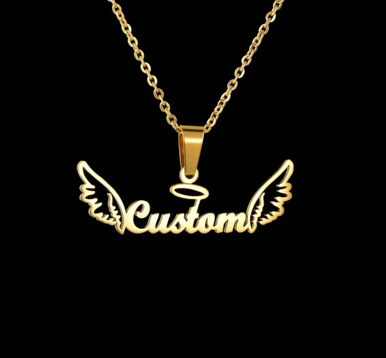 Custom angel stainless steel necklace