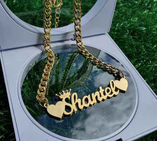 Gold plated stainless steel name necklace