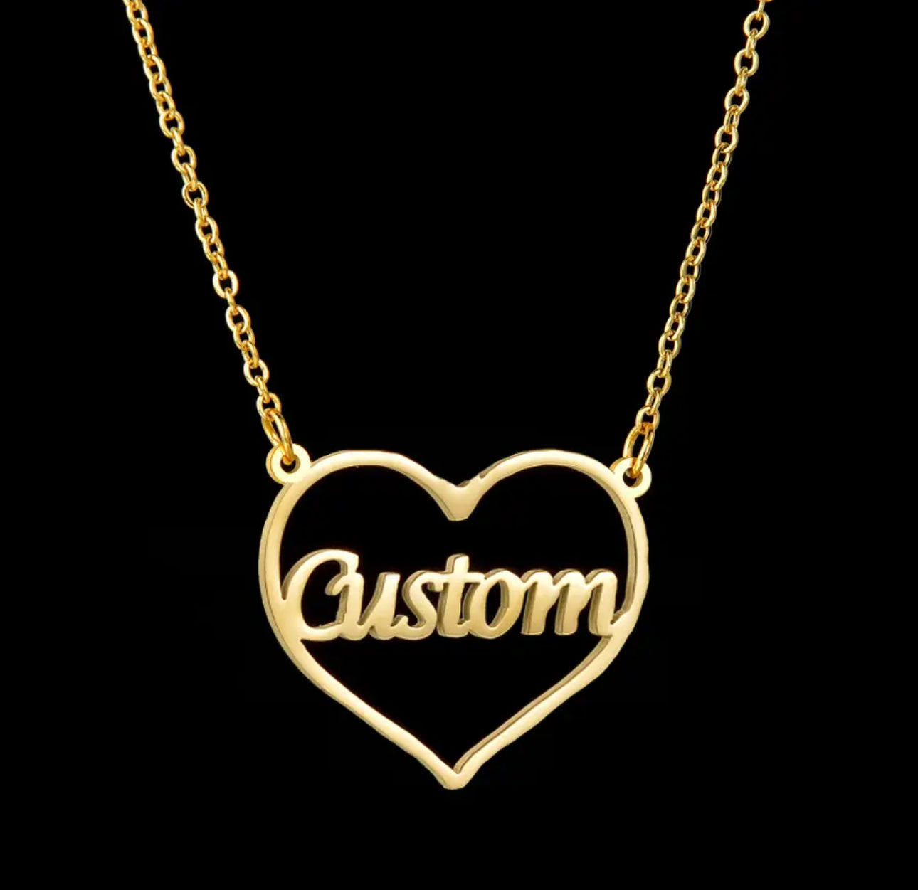 Heart name plate necklace