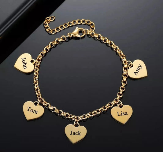 Stainless steel Heart charm bracelet