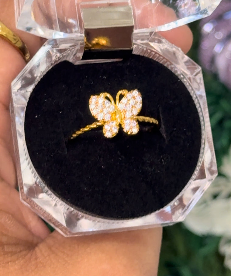 Gold plated butterfly ring