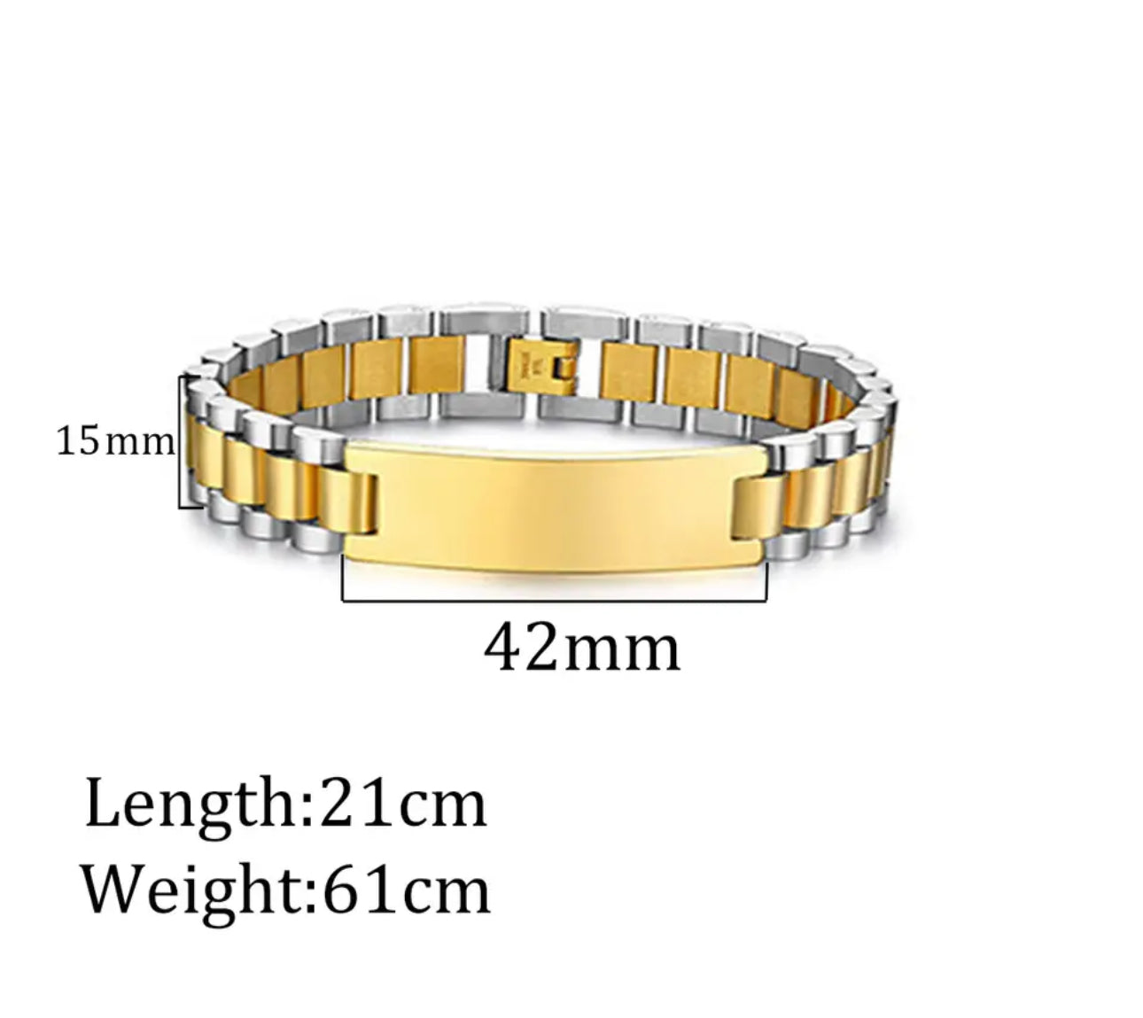 Chunky personalized watch bracelet stainless steel