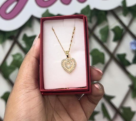 Gold cz heart necklace