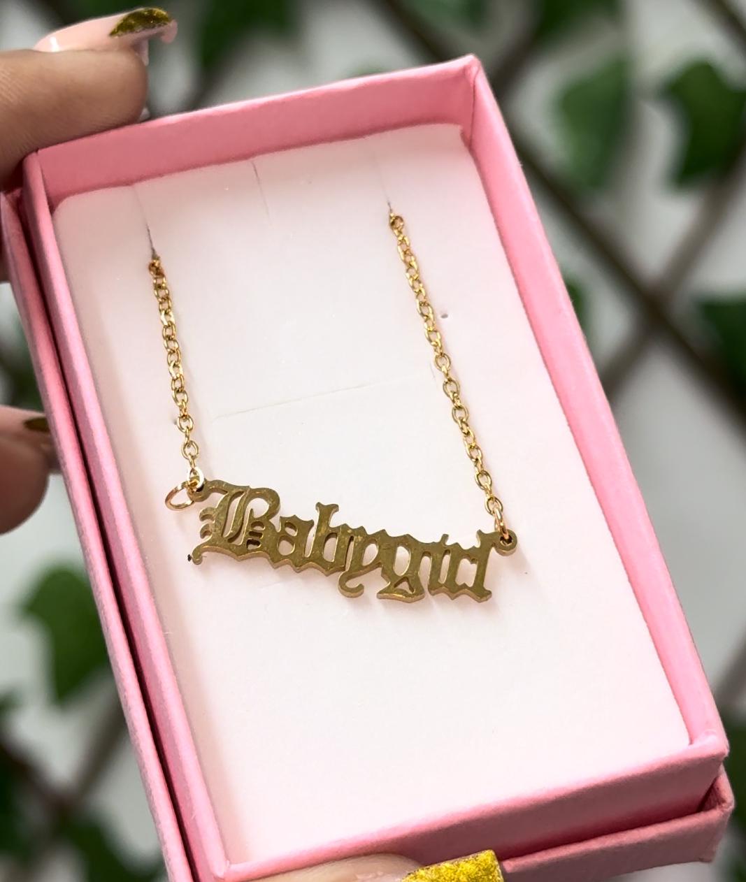 Gold Cz BabyGirl Necklace  flash sale