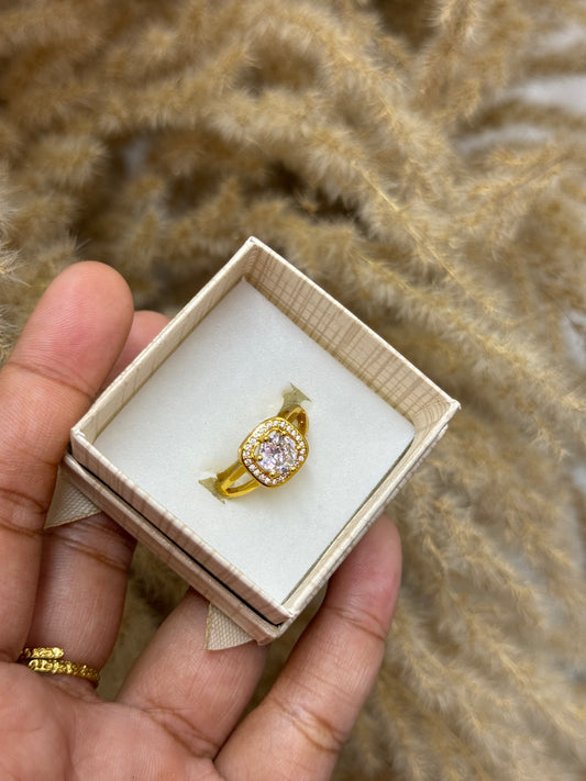 Gold plated square Cz ring
