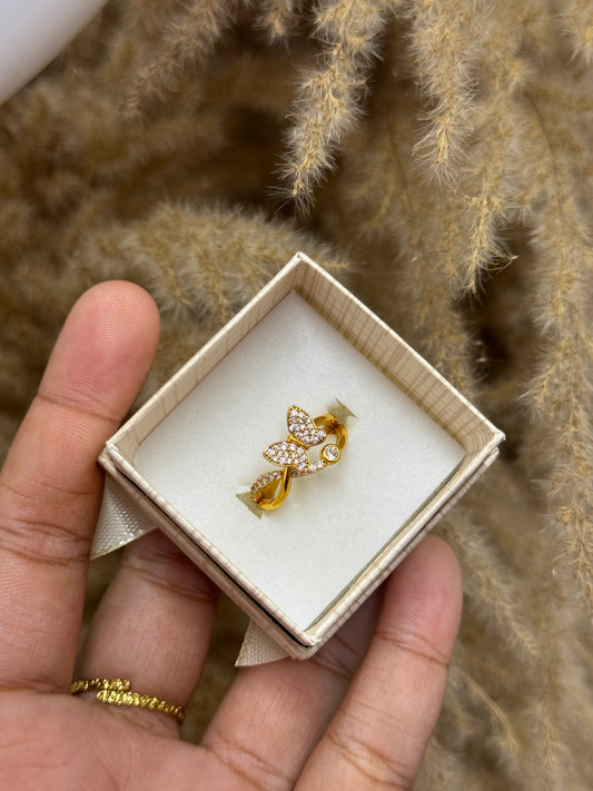 Gold plated butterfly ring