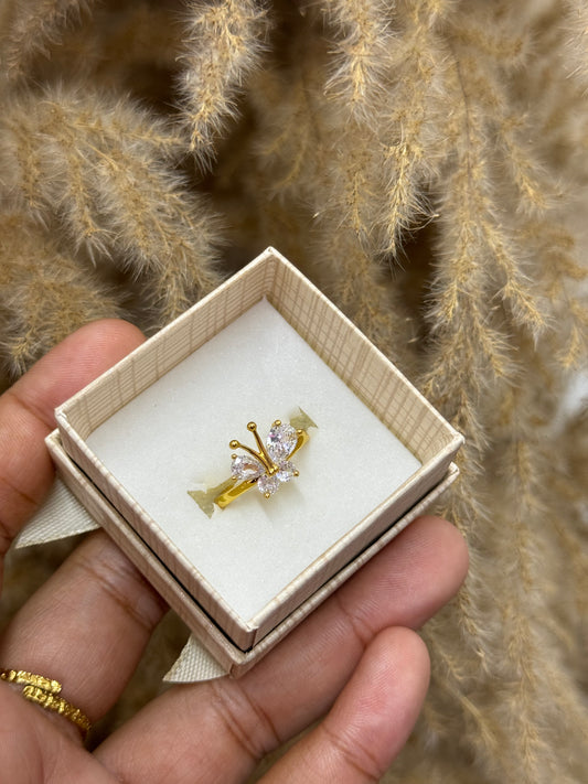 Gold plated butterfly ring