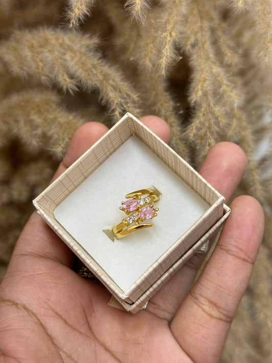 Gold plated pink cz ring