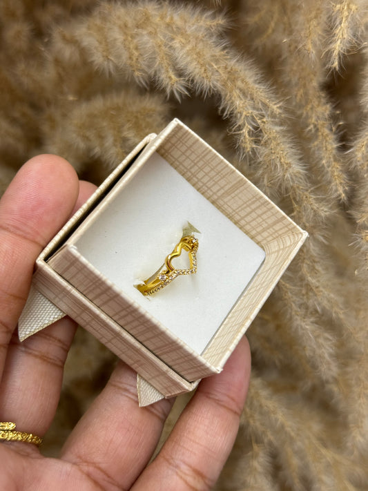 Gold plated heart cz ring
