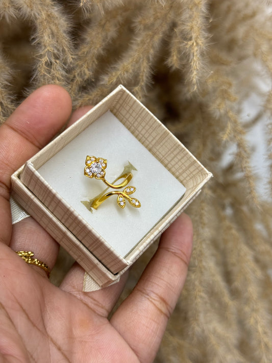 gold plated adjustable flower ring