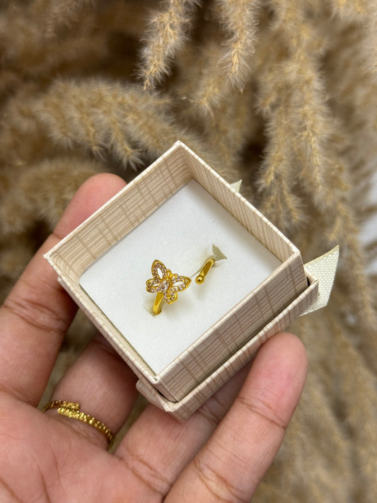 Gold plated butterfly adjustable ring