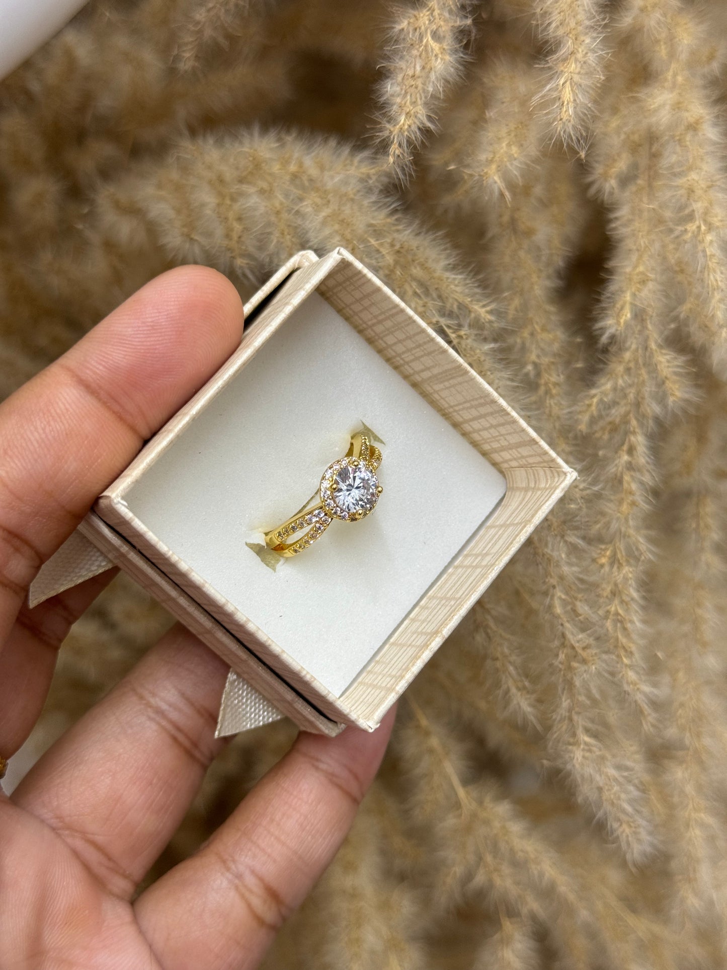 Gold plated Cz adjustable ring