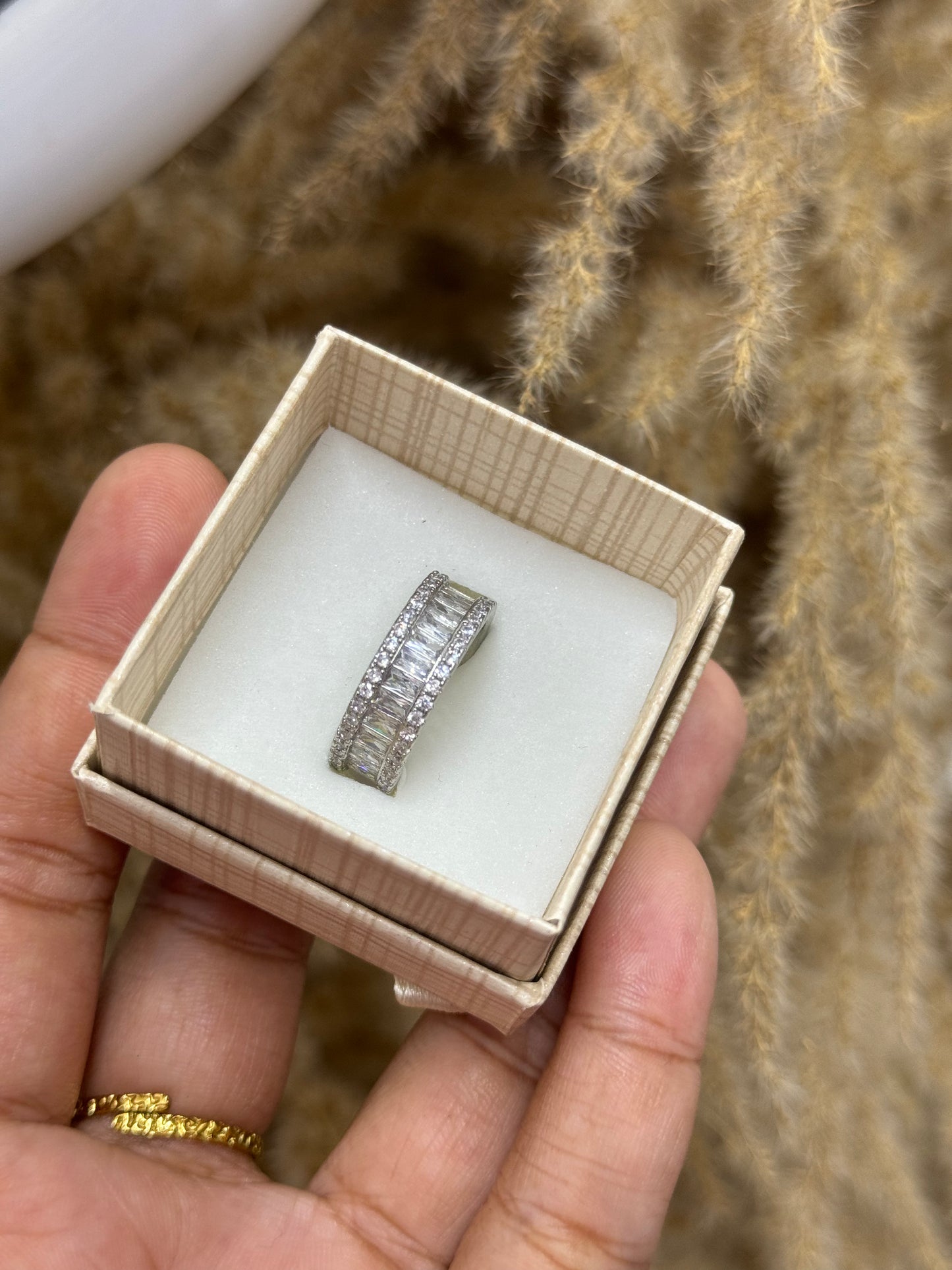 Silver Cz band ring