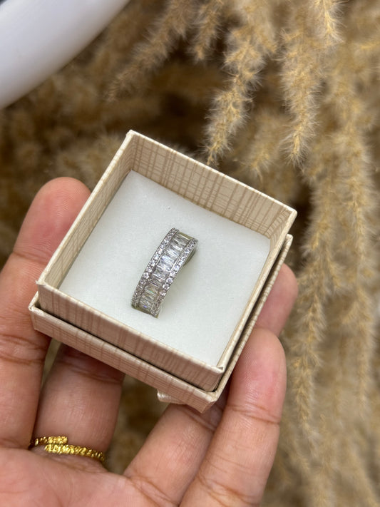 Silver Cz band ring