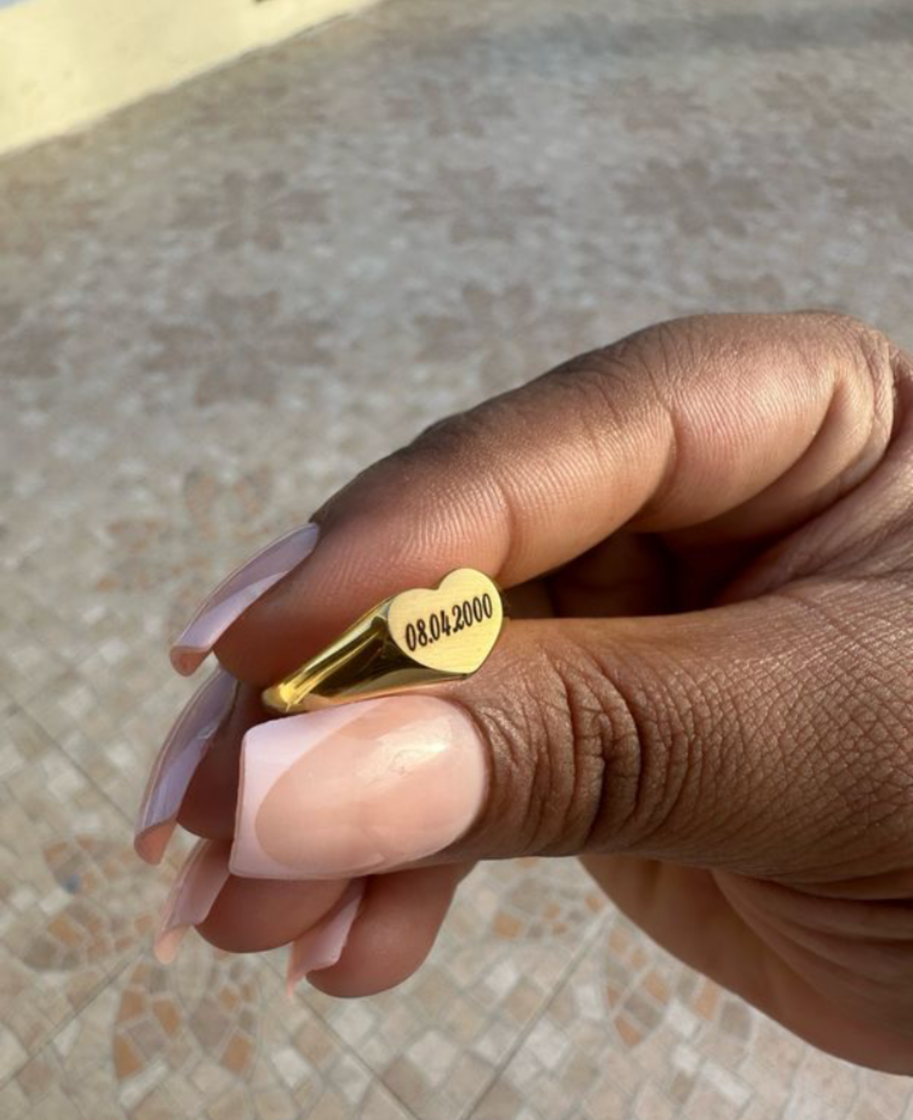 Pre order - custom stainless steel engrave heart ring