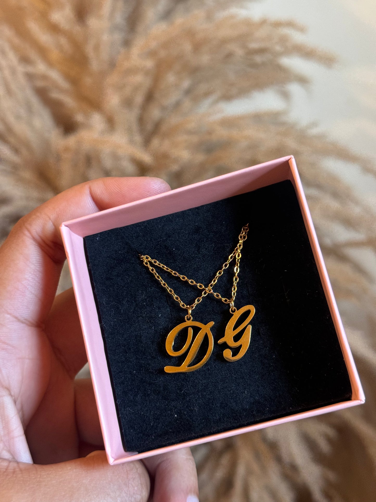 Gold plated stainless steel letter necklace
