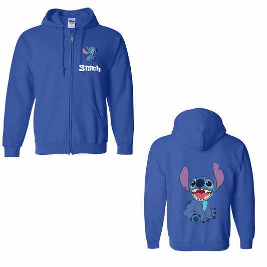 Blue stitch zip up hoodie