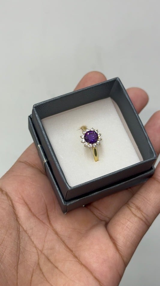 Gold plated emerald adjustable ring
