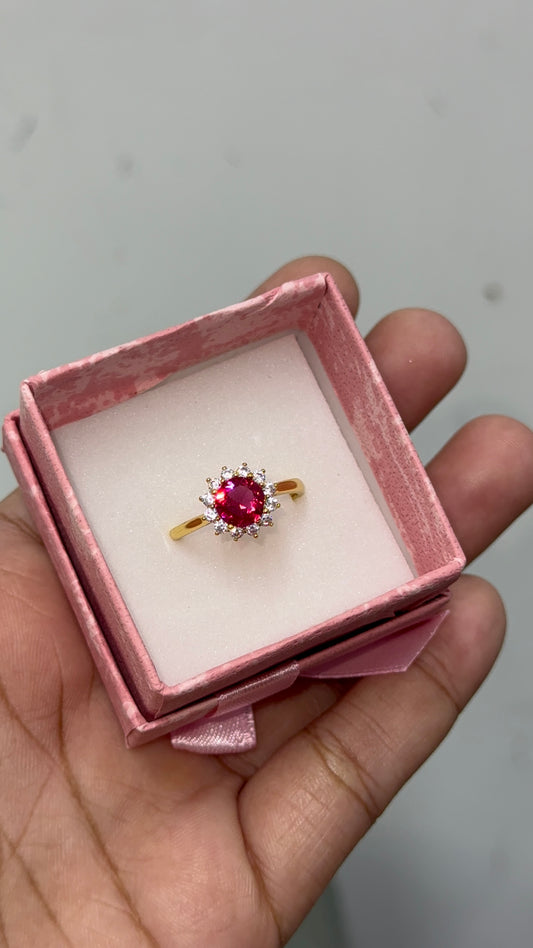 Gold plated ruby adjustable ring