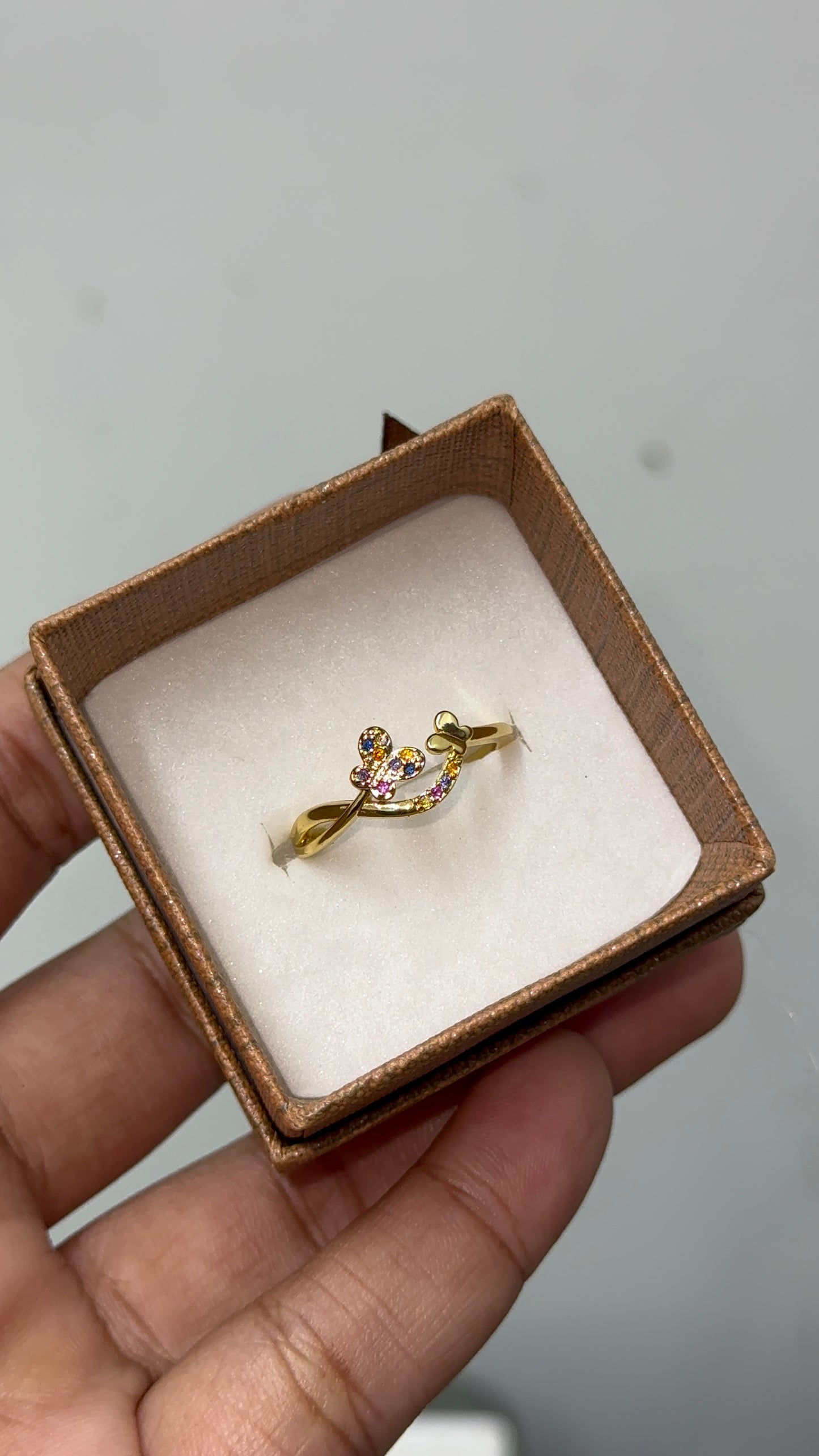 Gold plated multicolor  adjustable ring