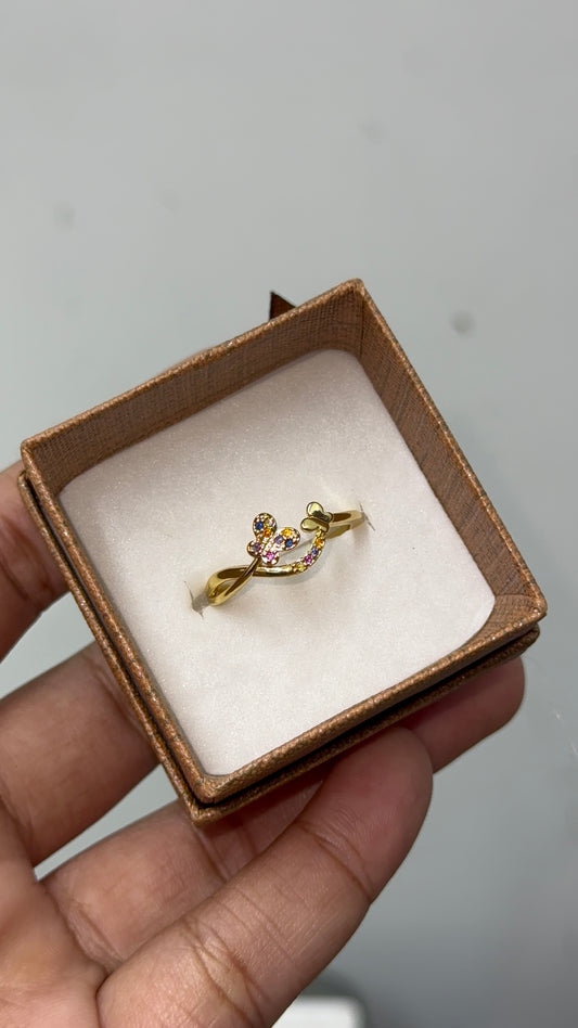 Gold plated multicolor  adjustable ring