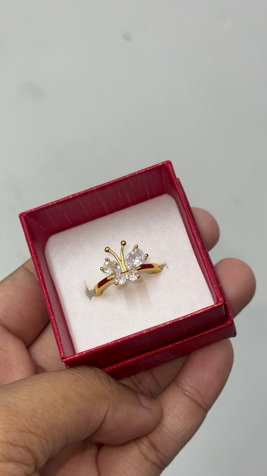 Gold plated butterfly ring