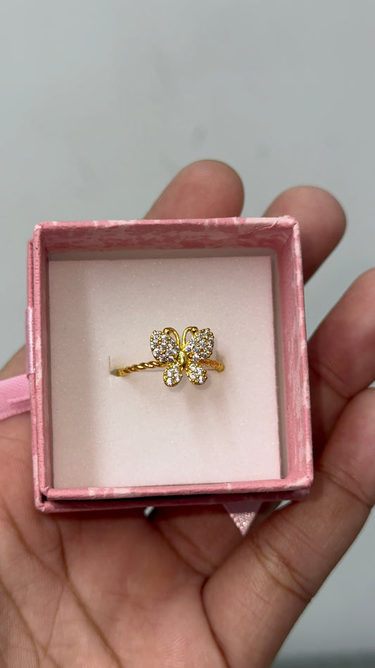 Gold plated butterfly ring