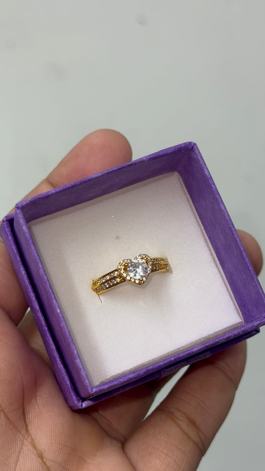 Gold plated black clover ring